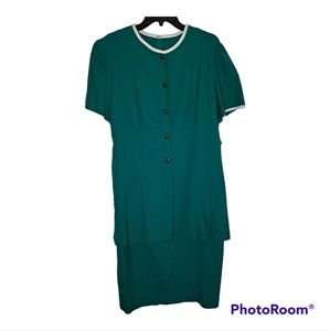 Leslie Fay Dress Size 18 Green, Short Sleeve